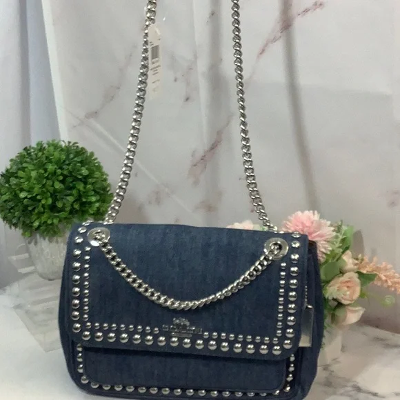 NWT Coach Denim XBody Silver Rivets - Picture 3 of 10